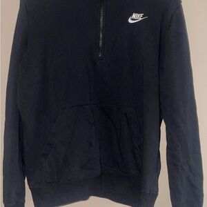 Nike Black Half-Zip Pullover with White Swoosh Logo